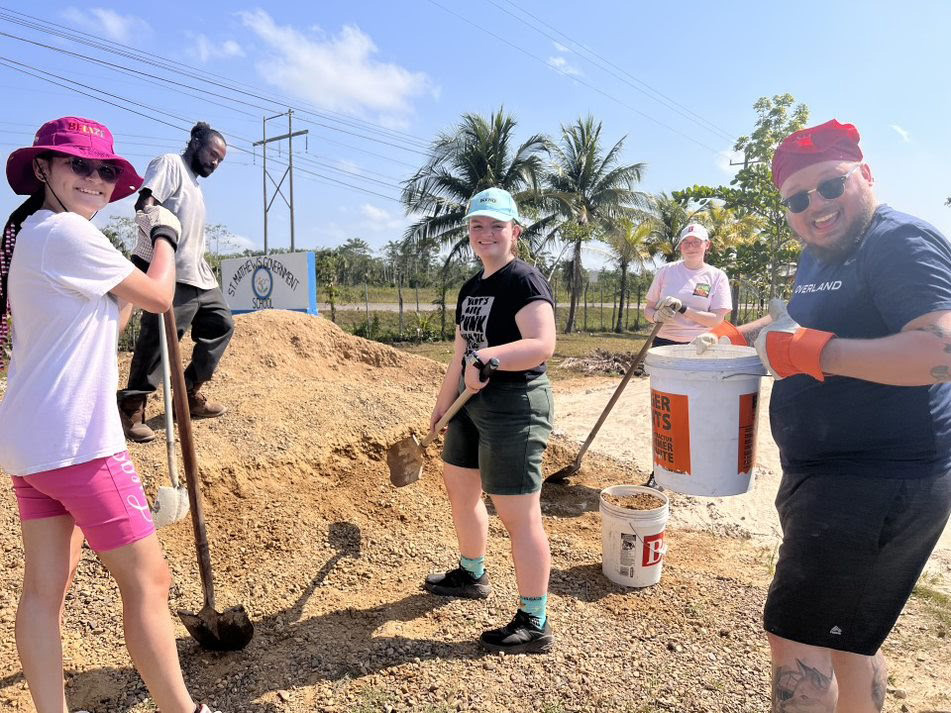 MCLA students working at a school in Belize