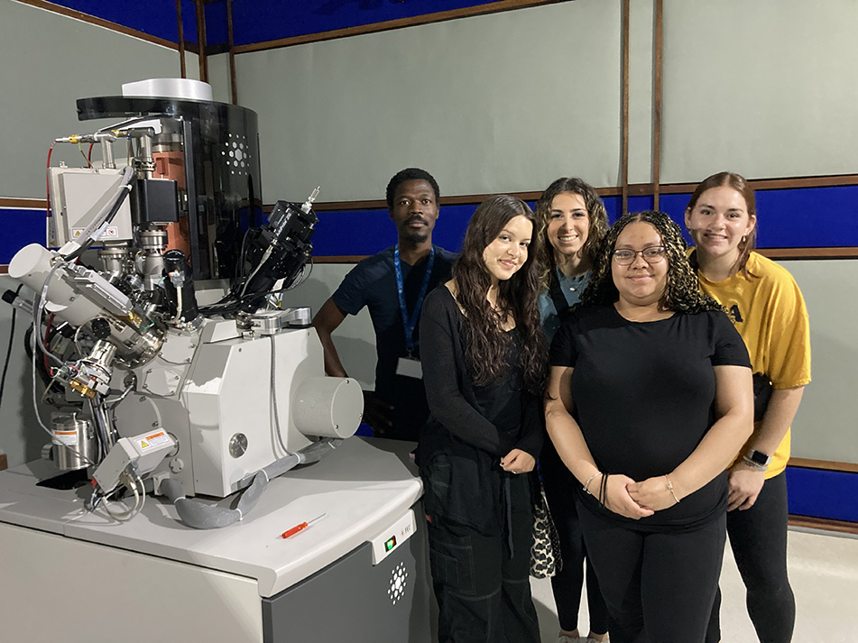 Students working the the scanning electron microscope at Nelson Mandela University in Gqeberha, South Africa