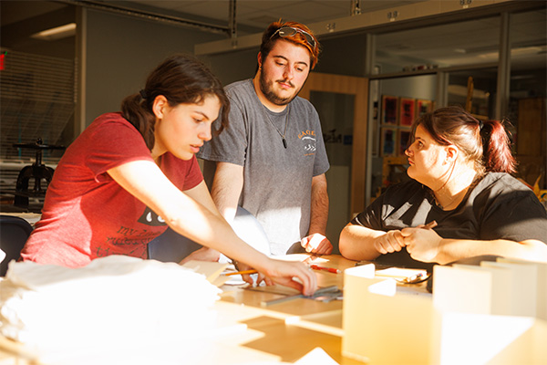 MCLA art students working on a project