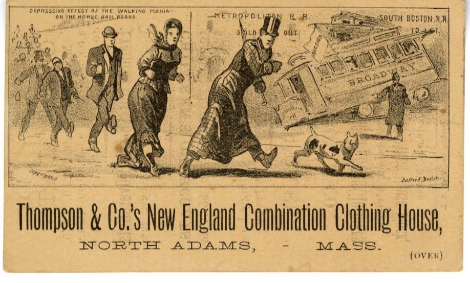 Old postcard of Thompson & Co.'s New England Combination Clothing House, North Adams, Mass