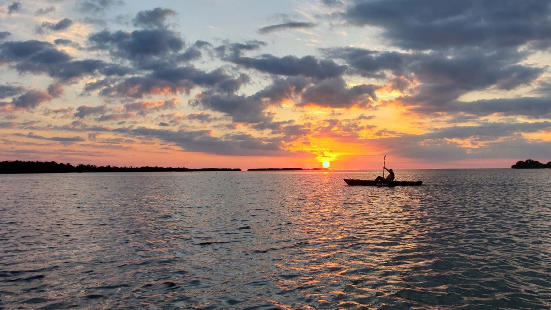 MCLA travel course Florida kayak at sunset