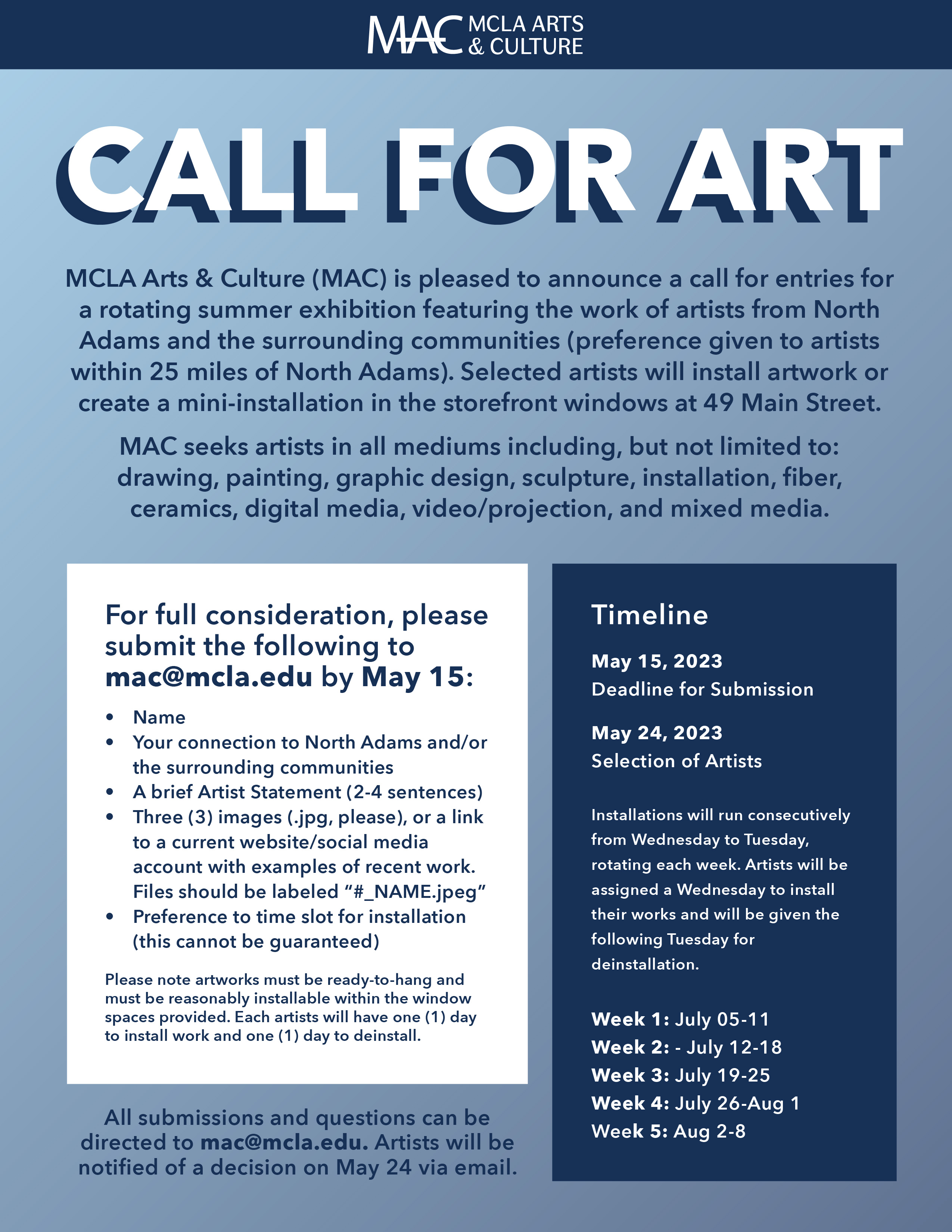 MAC Call for Art flyer