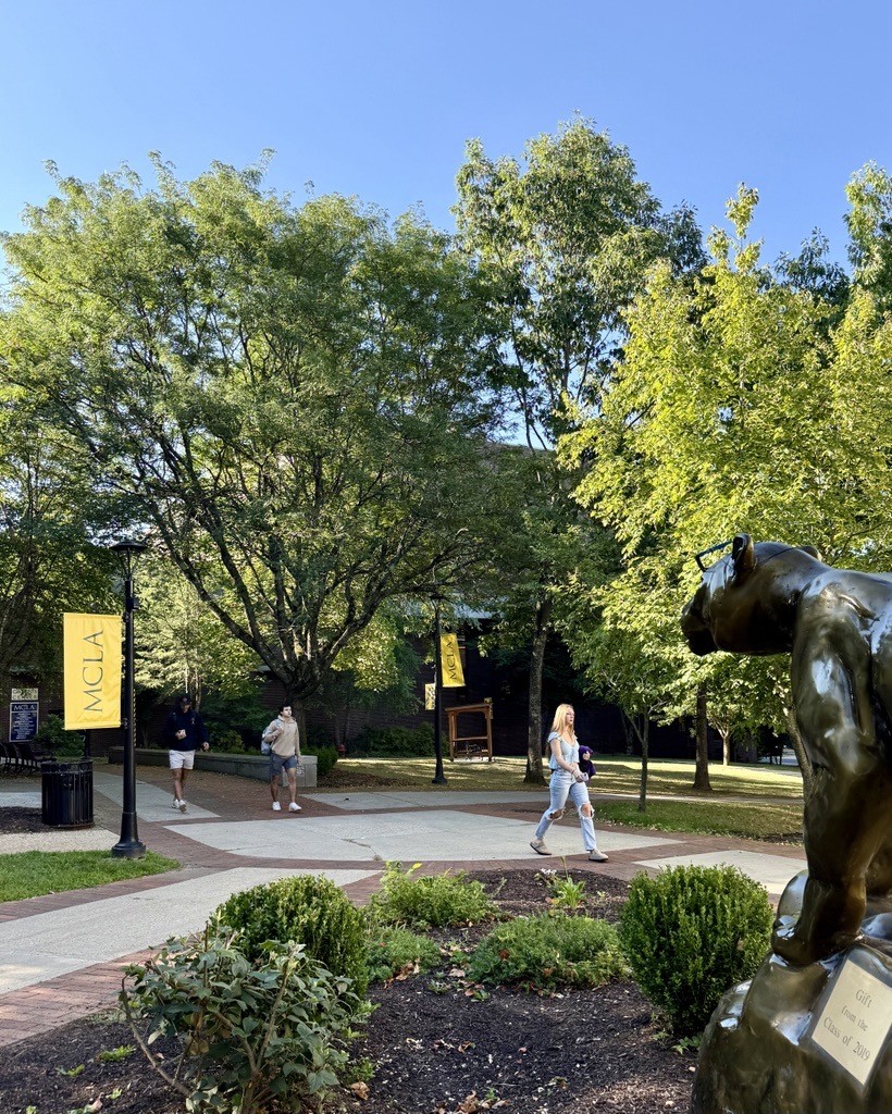 MCLA students walking across campus