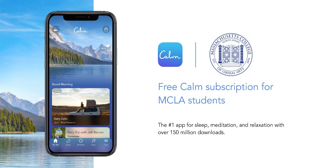 calm application collab with MCLA. Information given on how to download