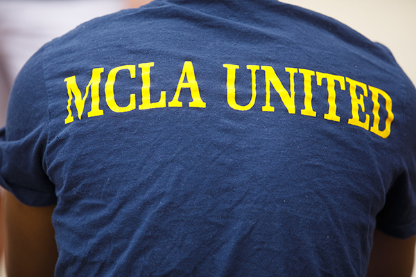 T-shirt reading MCLA United