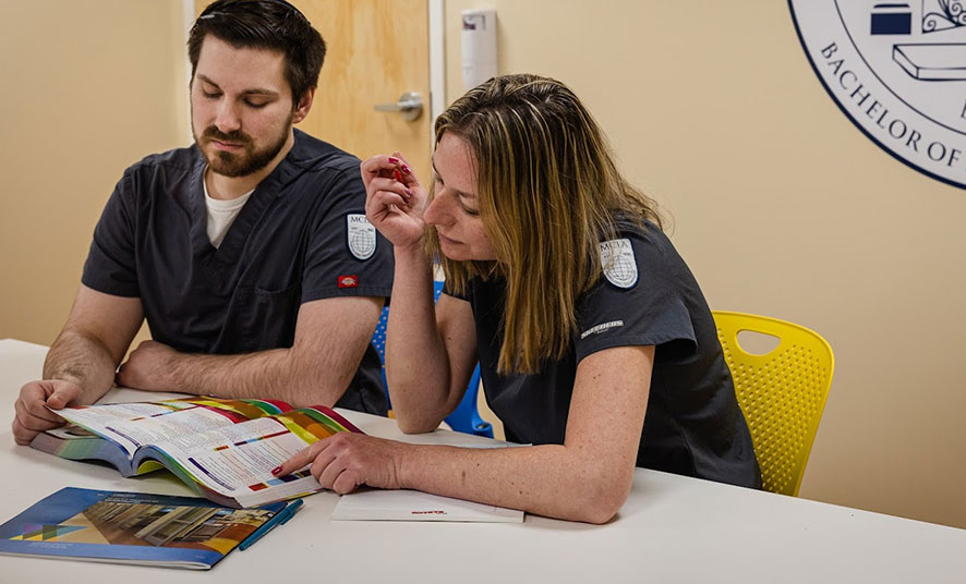 Nursing students studying